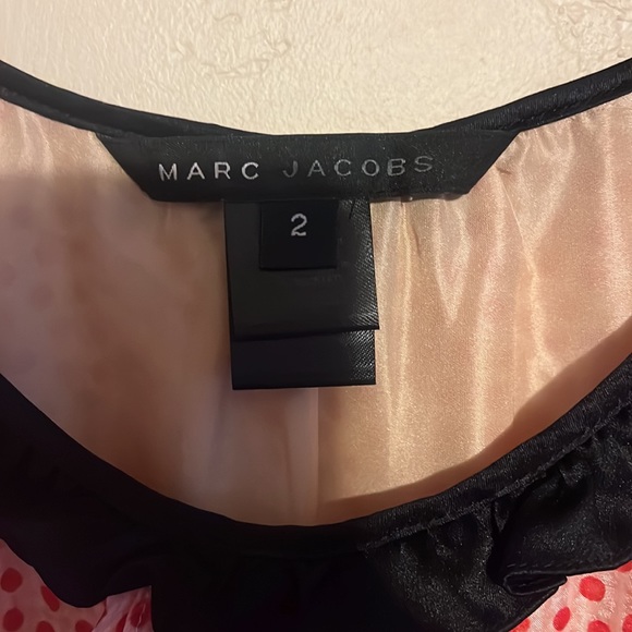 ♥️ MARC JACOBS ♥️ 💯 Silk Sleeveless Dress White & Red Polka Dot Ruffles 2 XS - Picture 6 of 9